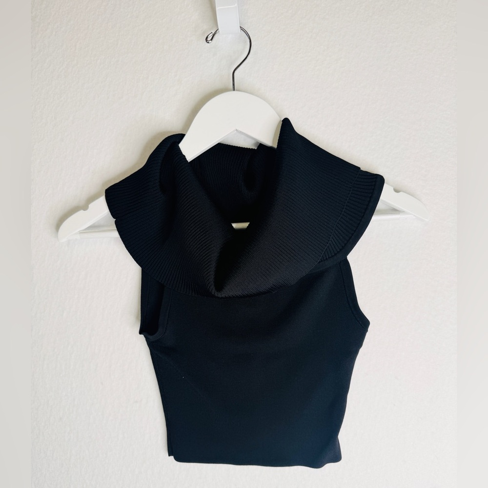 Good American Black Cowl Neck Sleeveless Top, Size 2
